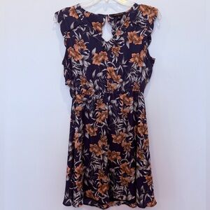 41 Hawthorn Sz L Mini Floral Dress BEAUTIFUL DETAILS Ruffle Crochet See Pics AZ